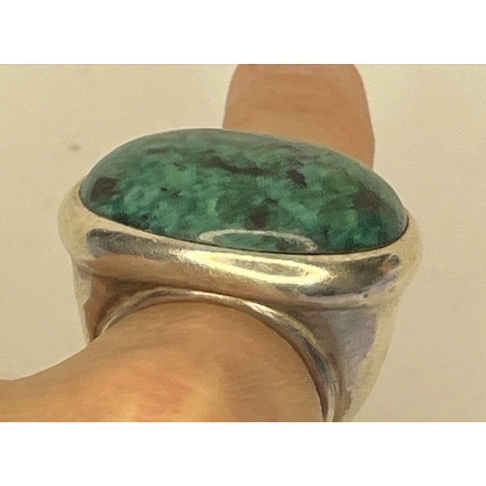 Silpada 925 Ring Signed Silver Quartz Vitality Size 8.5 Style R2941 Green Blue